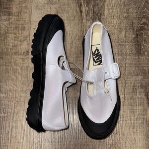 Vans White and Black Platform Sneakers